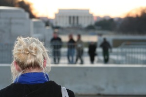 My artsy photo of Chantelle looking at the Lincoln Memorial:)